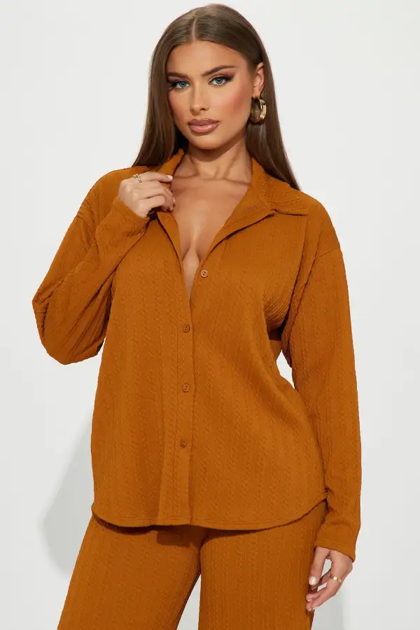 Everlasting Textured Pant Set - Brown