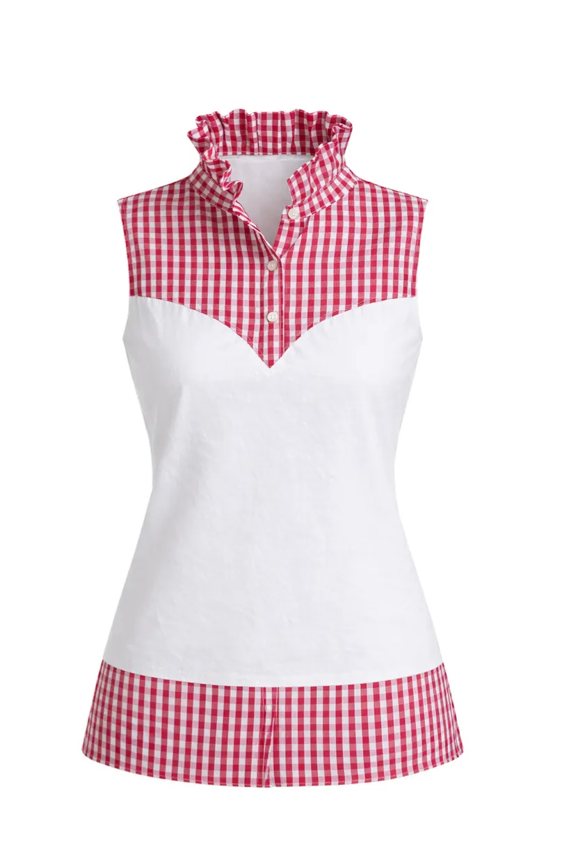 Gingham Texture Tank Top