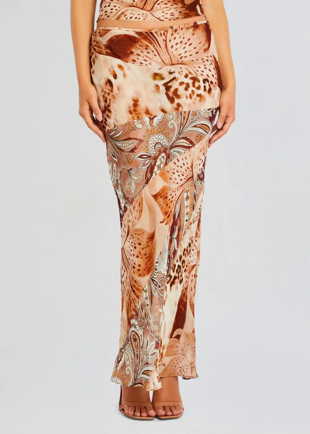 Brown Floral Maxi Skirt