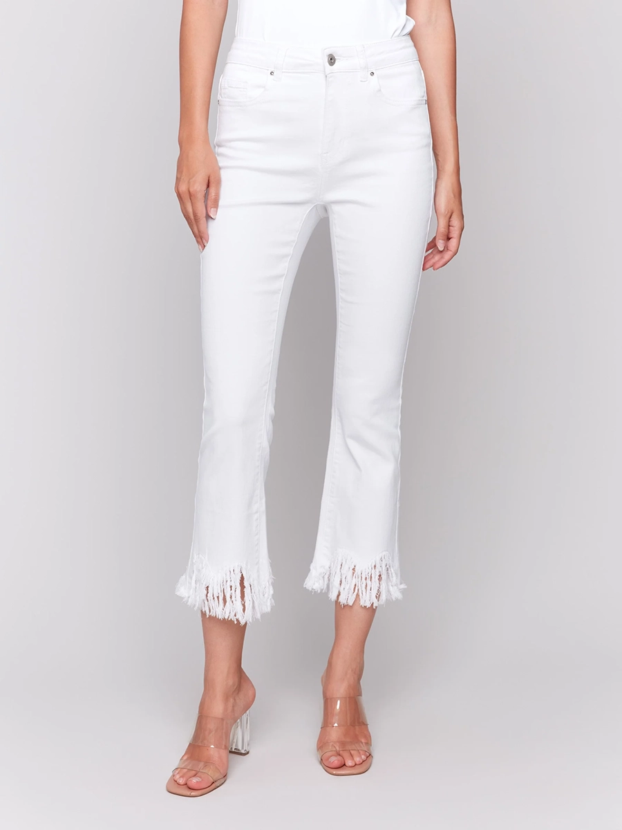 Trendy Raw Edge Cropped Flared Pants