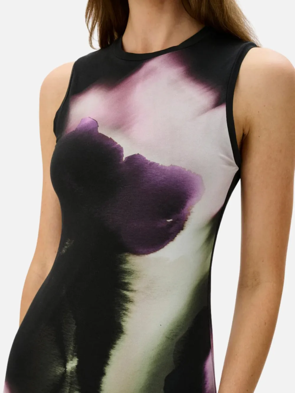 Slit Back Crew Neck Sleeveless Dress