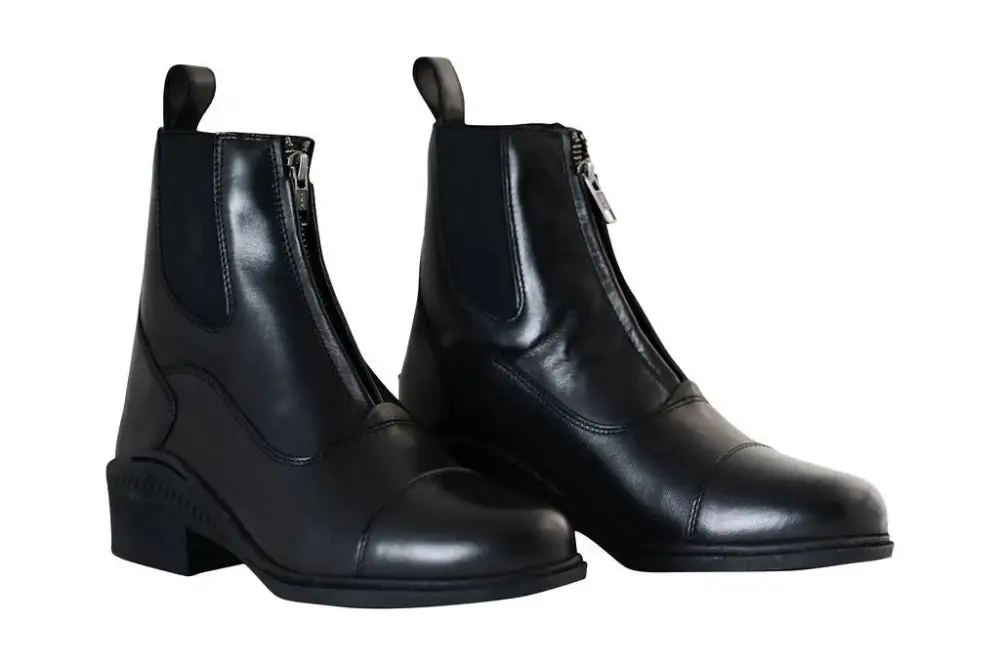 Structured Zip Leather Paddock Boots