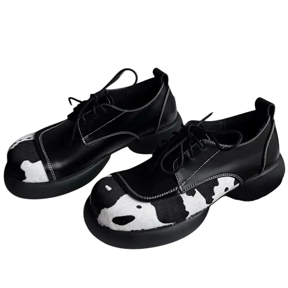 Cow Print Oxford Boots
