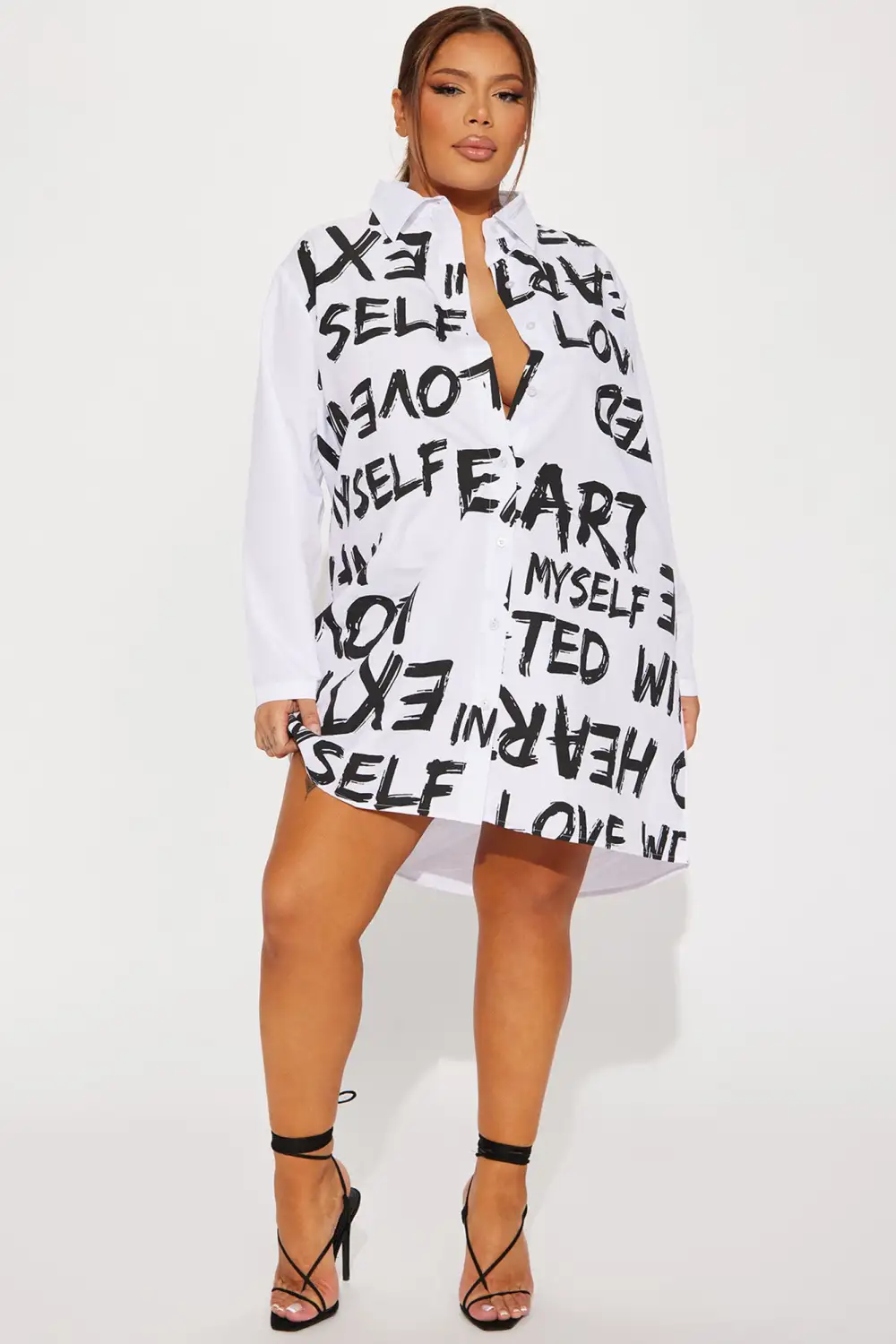 No Words Shirt Mini Dress - White/Black