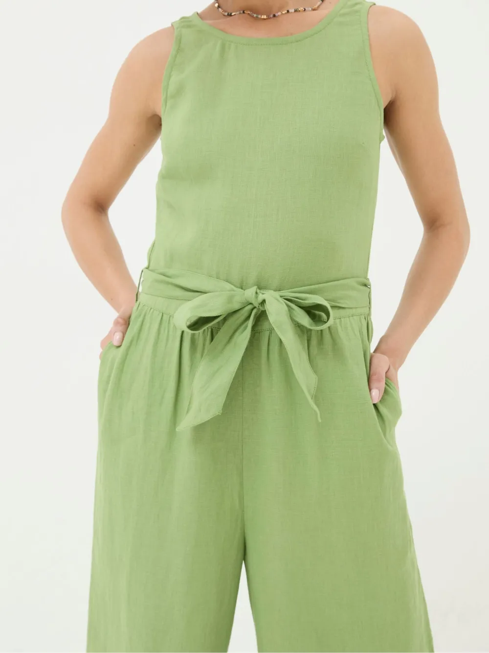 Liz Green Linen Jumpsuit
