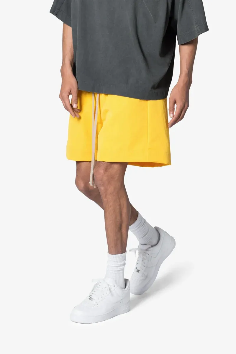 BRIGHT YELLOW ELASTIC WAIST SHORTS