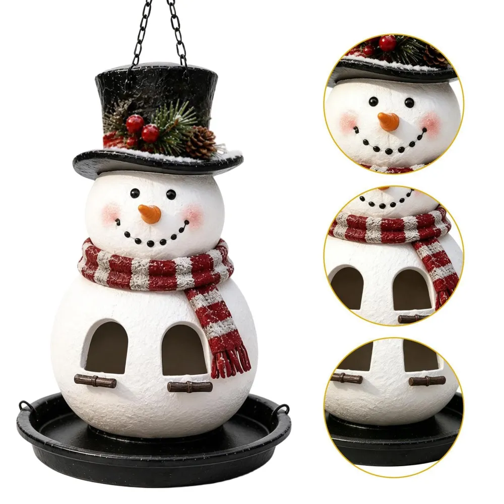 Christmas Bird Feeder, Hanging Lantern‑Style Snowman Bird Feeder
