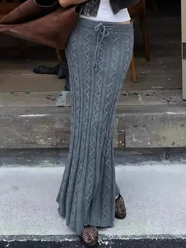 Tie Detail Knit Maxi Skirt