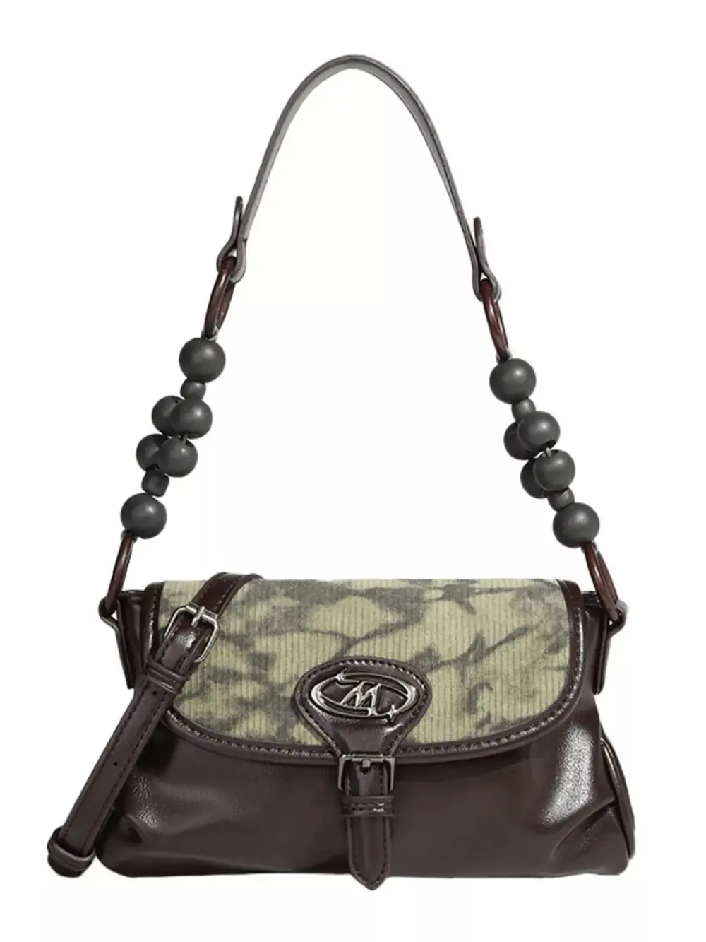 Beaded Handle Shoulder Bag