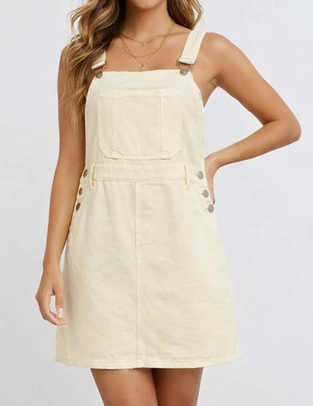 Strap Shoulder Pocket Denim Mini Dress