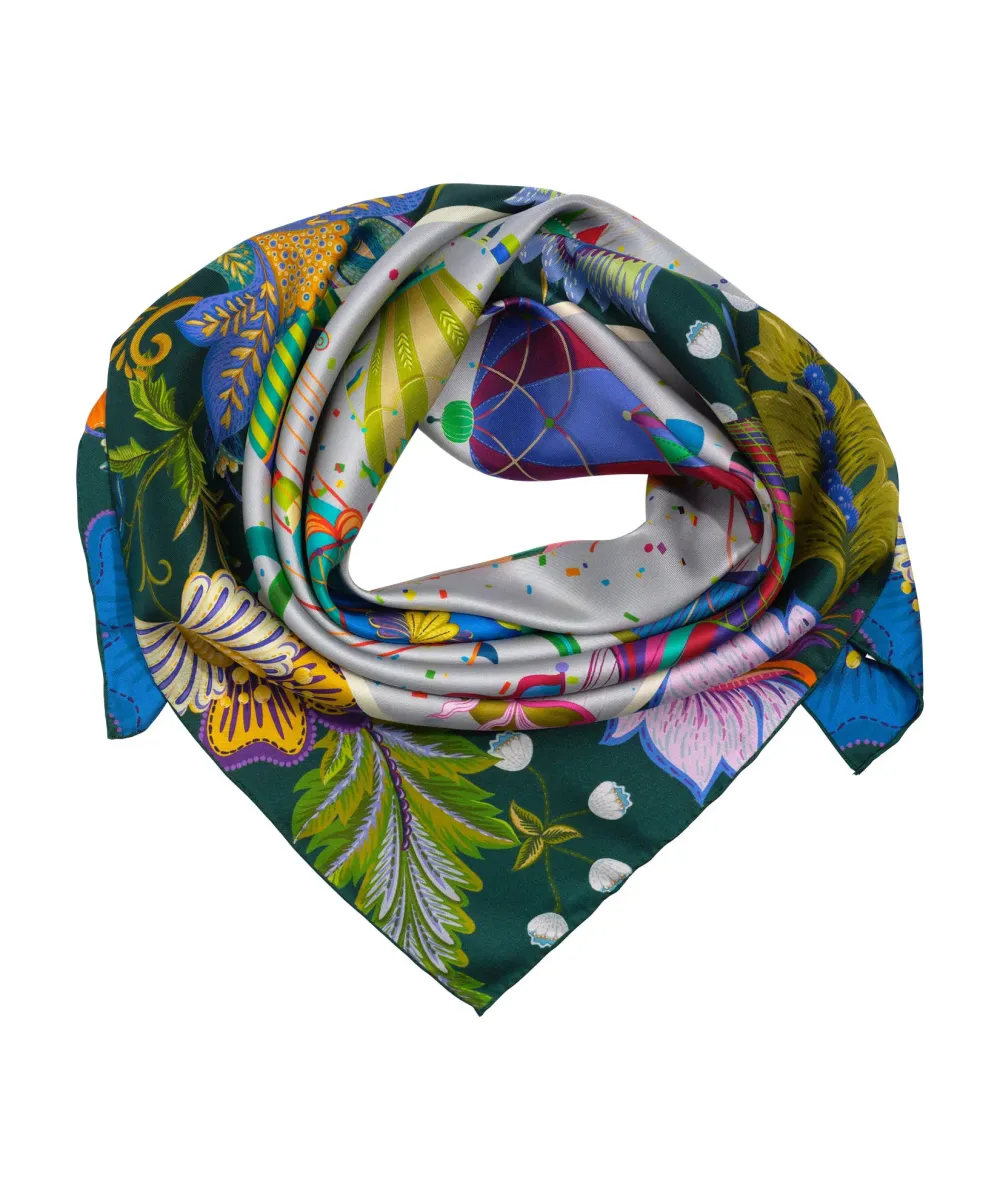 Slight Stretch Art Graphic Silk Square Scarf