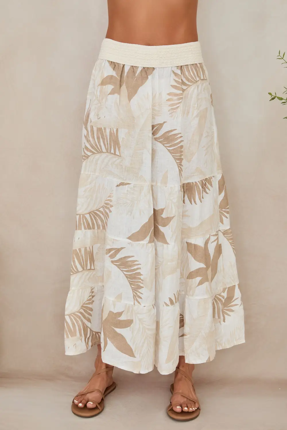 Refined Linen Tiered Maxi Skirt