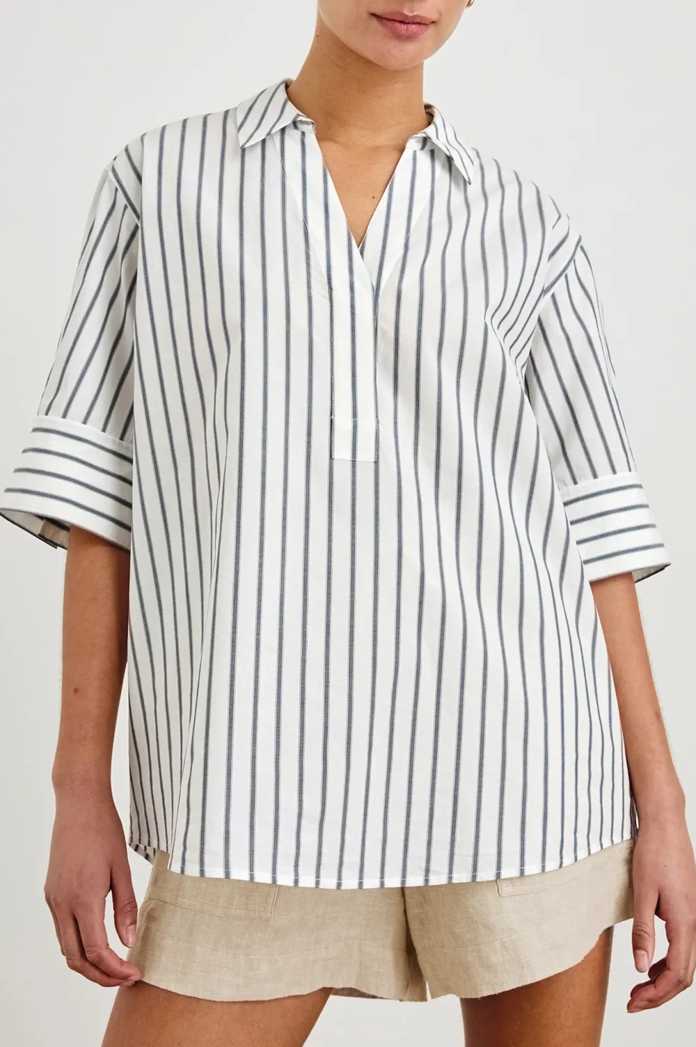 Adjustable Elastic Waist Drawstring Striped Short Pants
