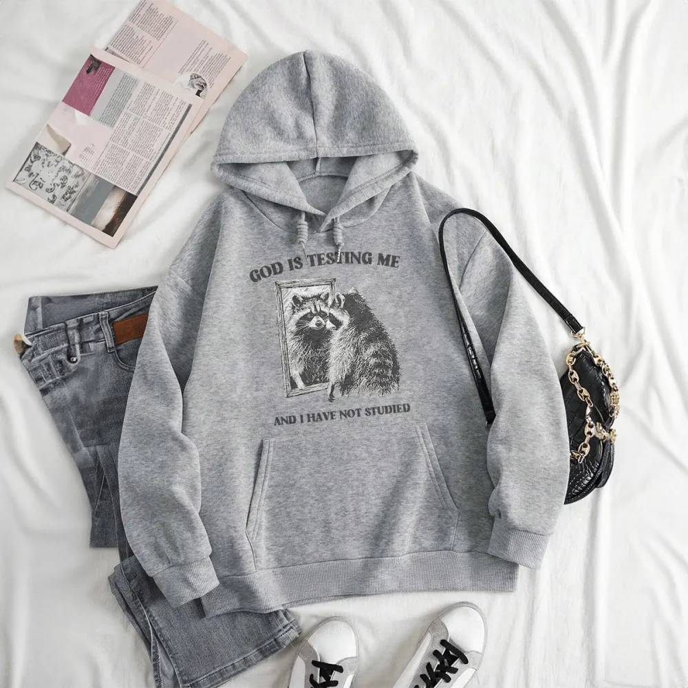 GOD IS TESTING ME PATTERN PRINTED HOODIE