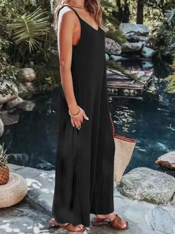 Ribbed Wide Leg Jumpsuit