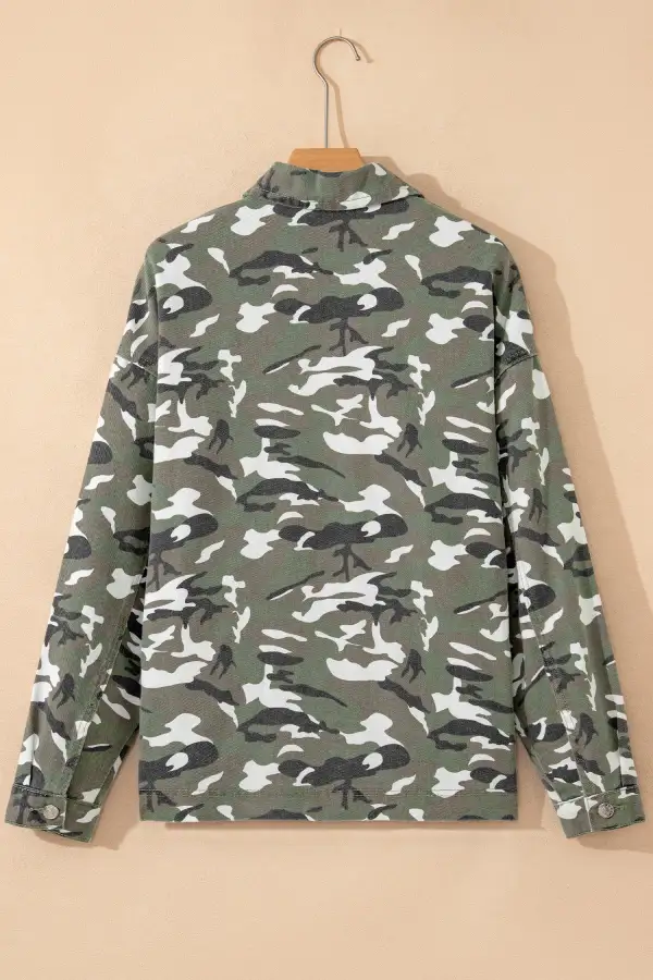 Camo Chest Pocket Relaxed Denim Jacket