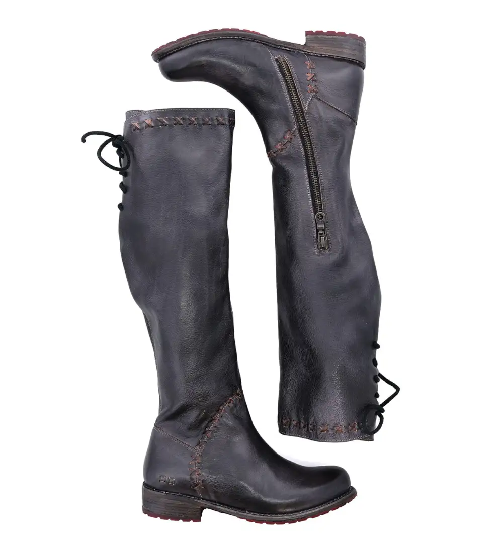 Side Zip Leather Ankle Boots