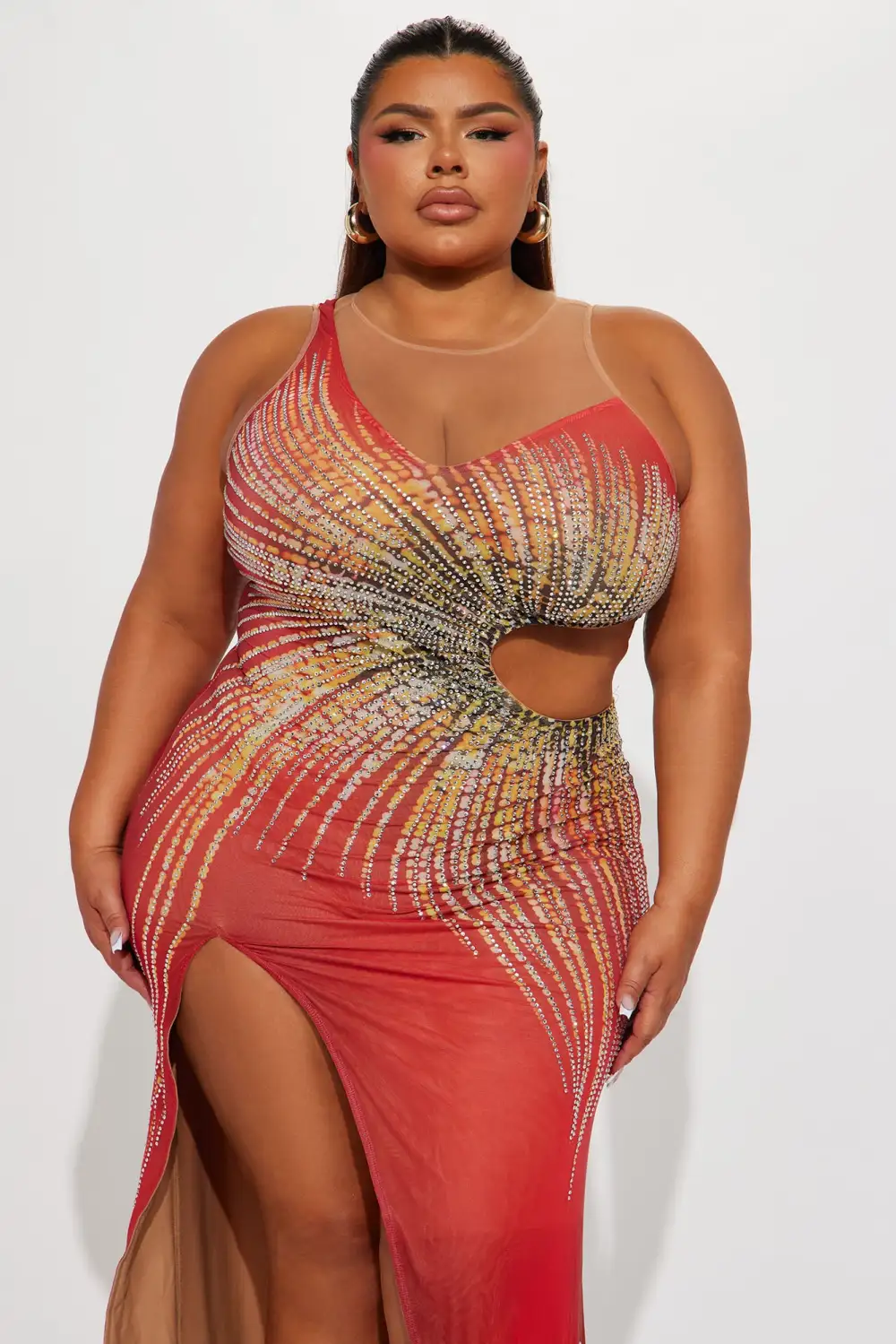 Hardy Embellished Gown - Red/combo