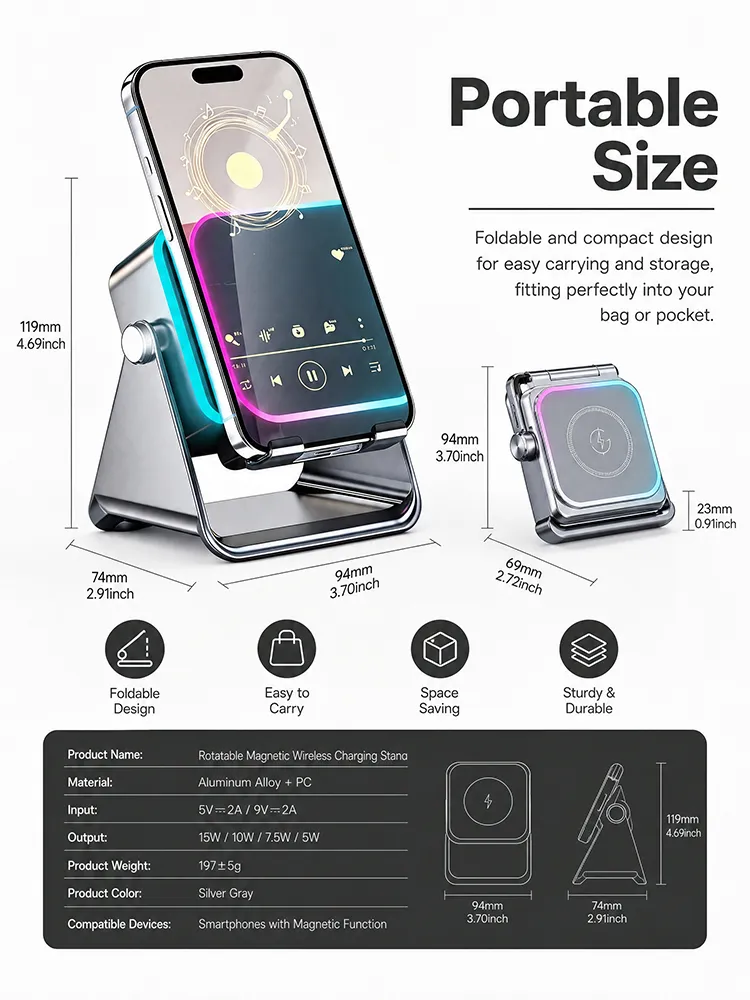 4-in-1 Wireless Induction Bluetooth Speaker Stand