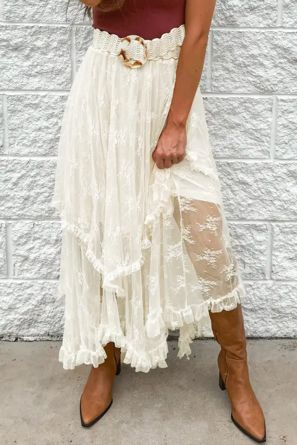Lace Tiered Midi So Skirt