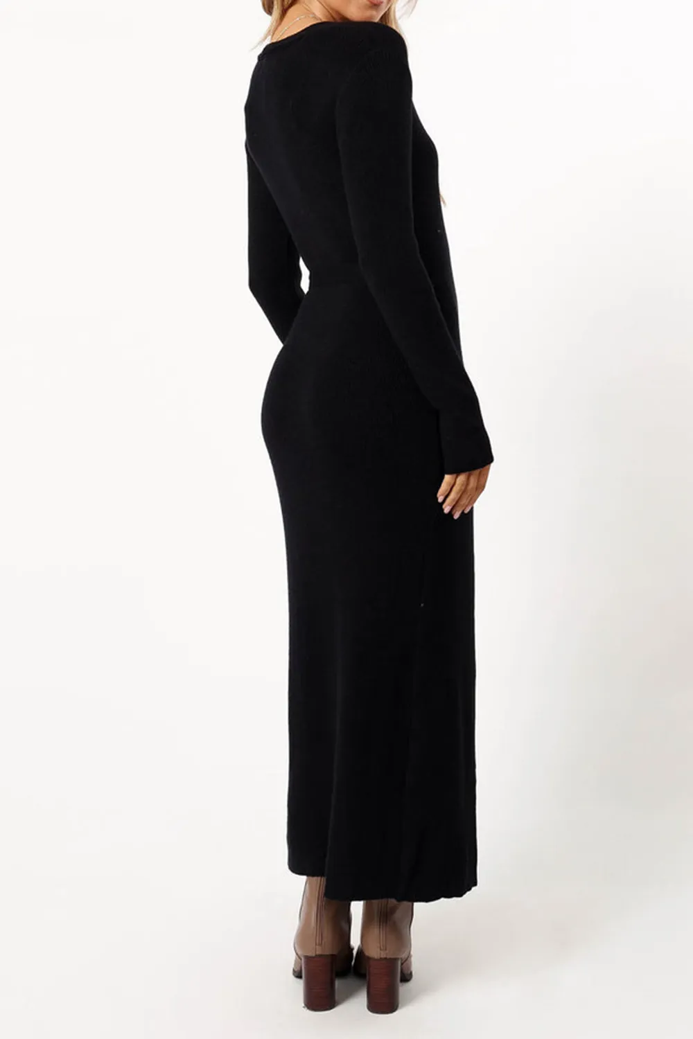 KELLAN WRAP MIDI DRESS - BLACK