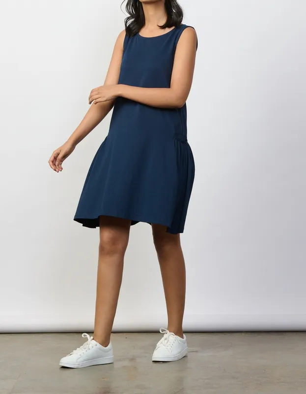 Deep Blue Pima Cotton Pocket Dress