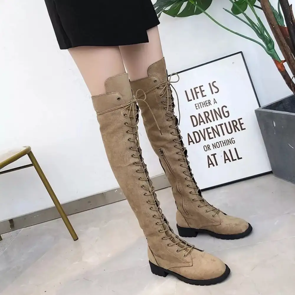 Lace-Up Over Knee Boots