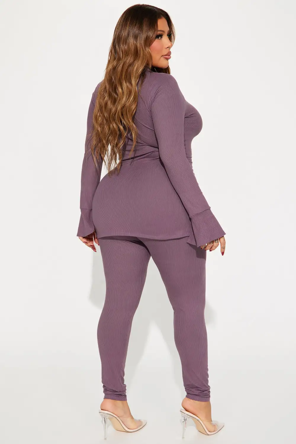 Miley Ribbed Legging Set - Plum