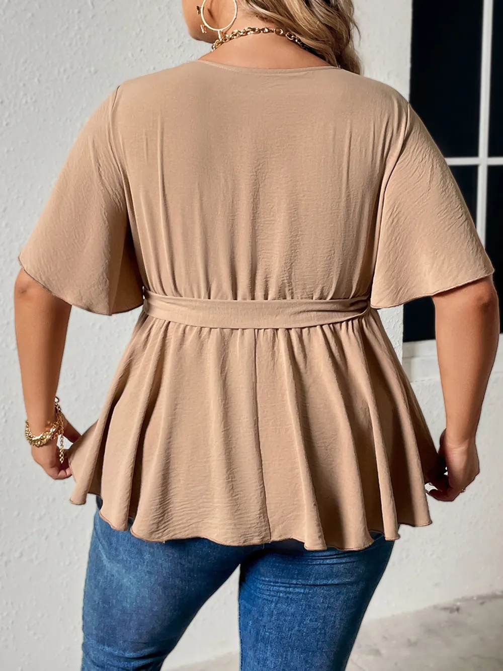 V Neck Slim Plus Size Mm Casual Tops