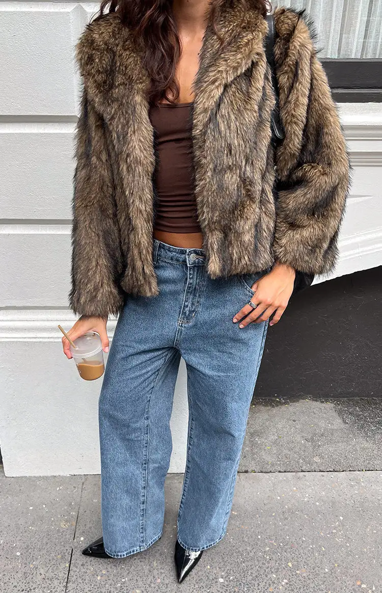Modern Faux Fur Faux Fur Jacket