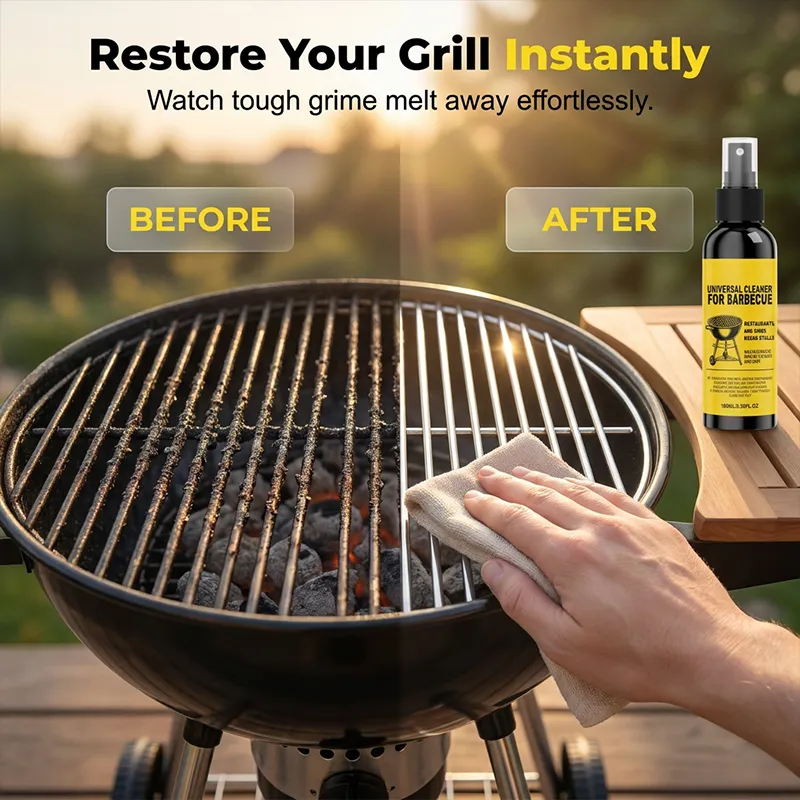 BBQ Grill Cleaner | Grease Remover for Grates & Skewers | Outdoor Barbecue Cleaning Solution