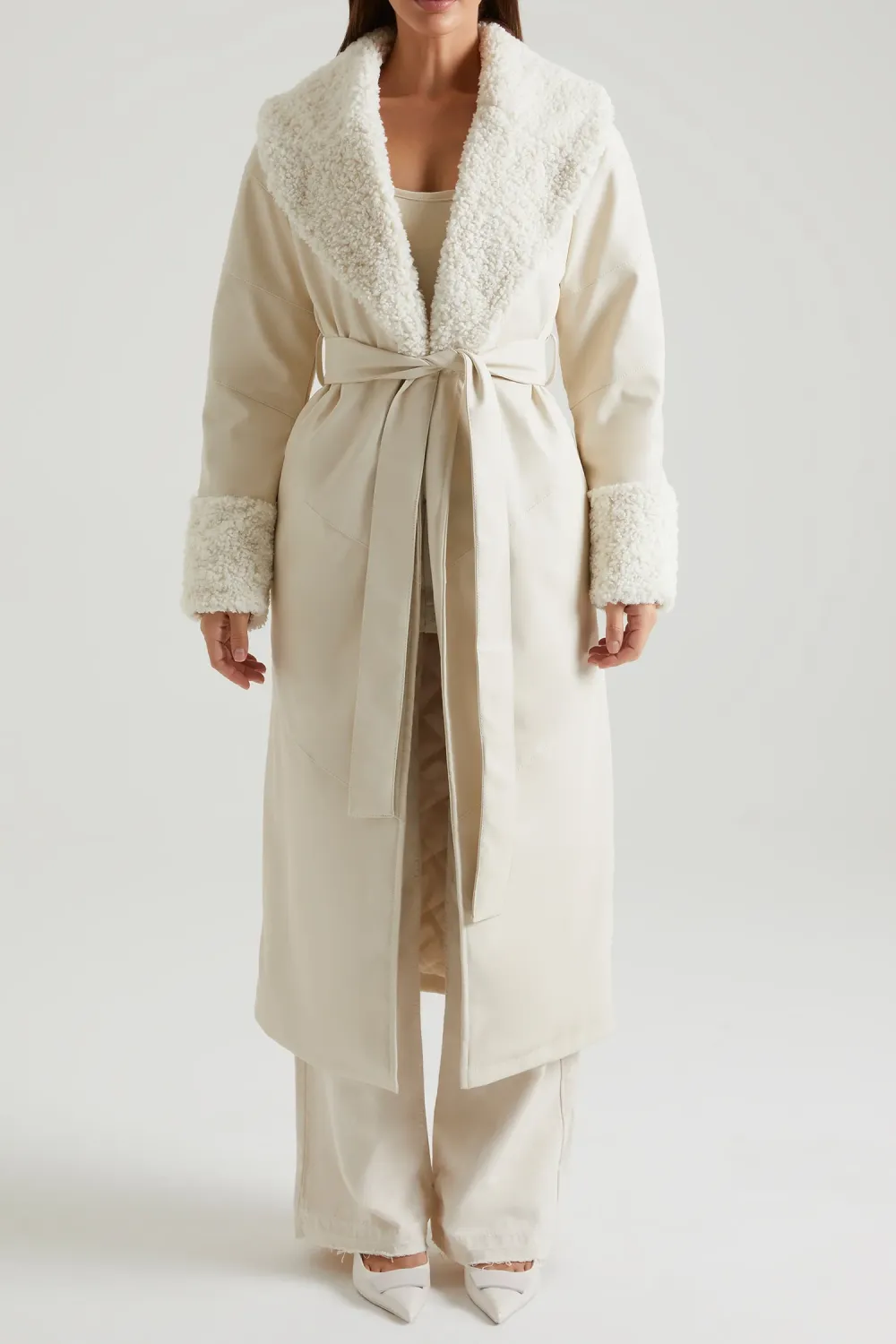 Oversized Warm Tie Waist Coat