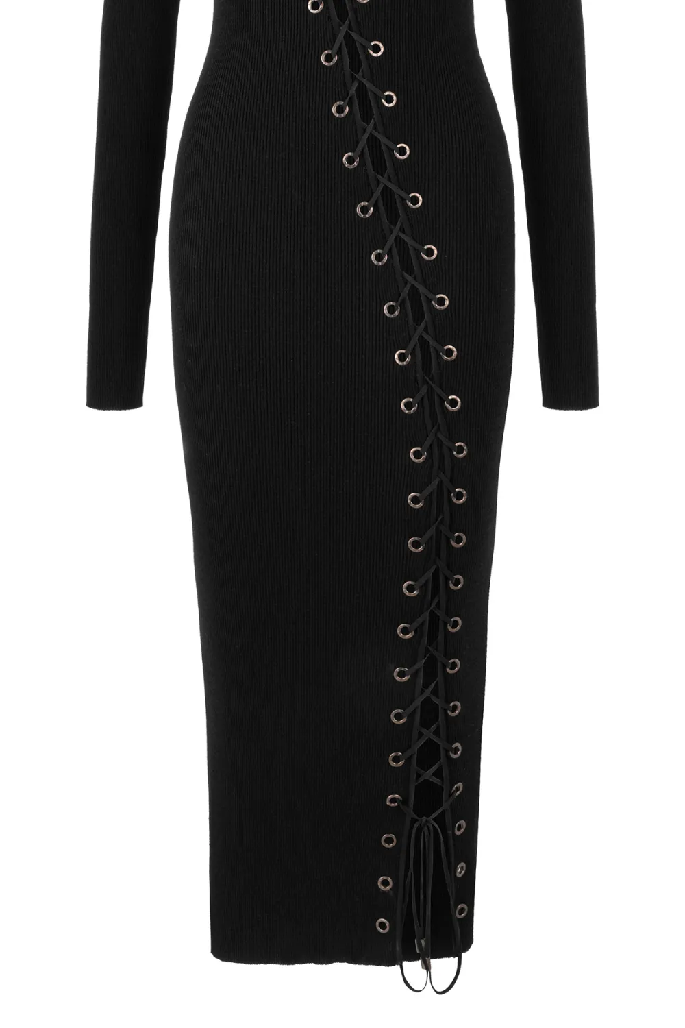 Lace-Up Maxi Dress-Black