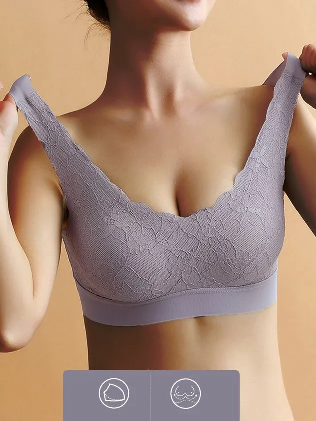 Women's Breathable Comfortable Lace Daily Sports Leisure Sleeping Seamless  Bra & Bralette