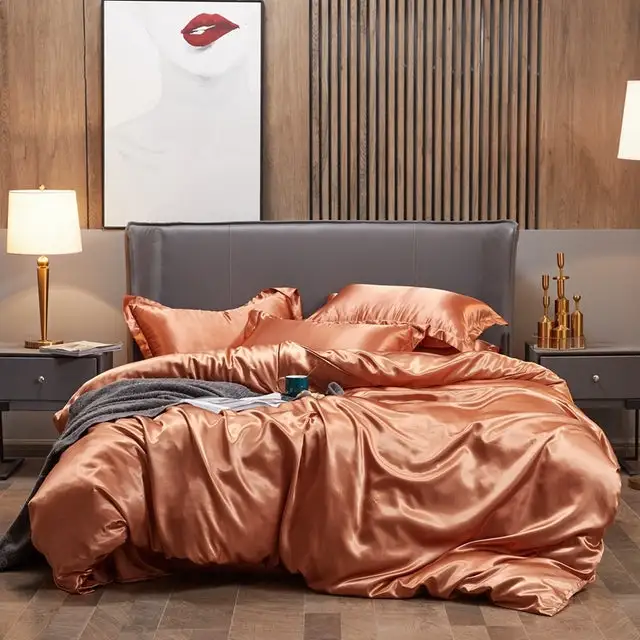 Bedding Set Solid Color Luxury Bedding Kit Rayon Satin Duvet Cover Set Twin Queen King Size Bed Set 2pcs/3pcs/4pcs - Bedding Set