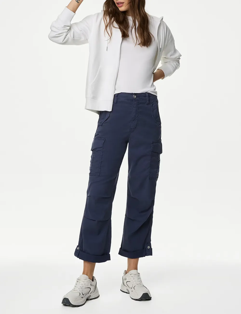 Rich Cargo Tea Dyed Cropped Trousers