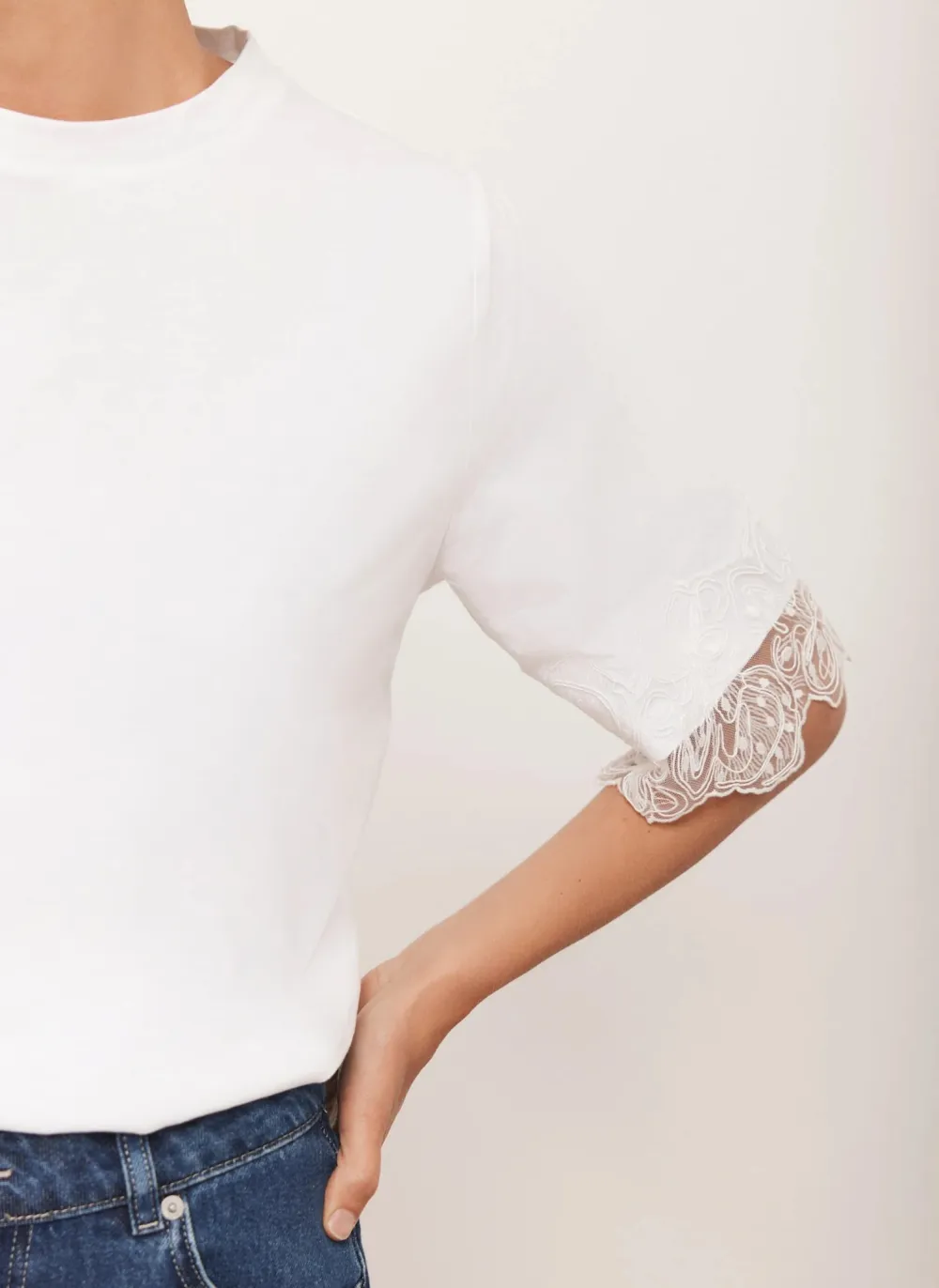 Casual Style White Cotton T-Shirt