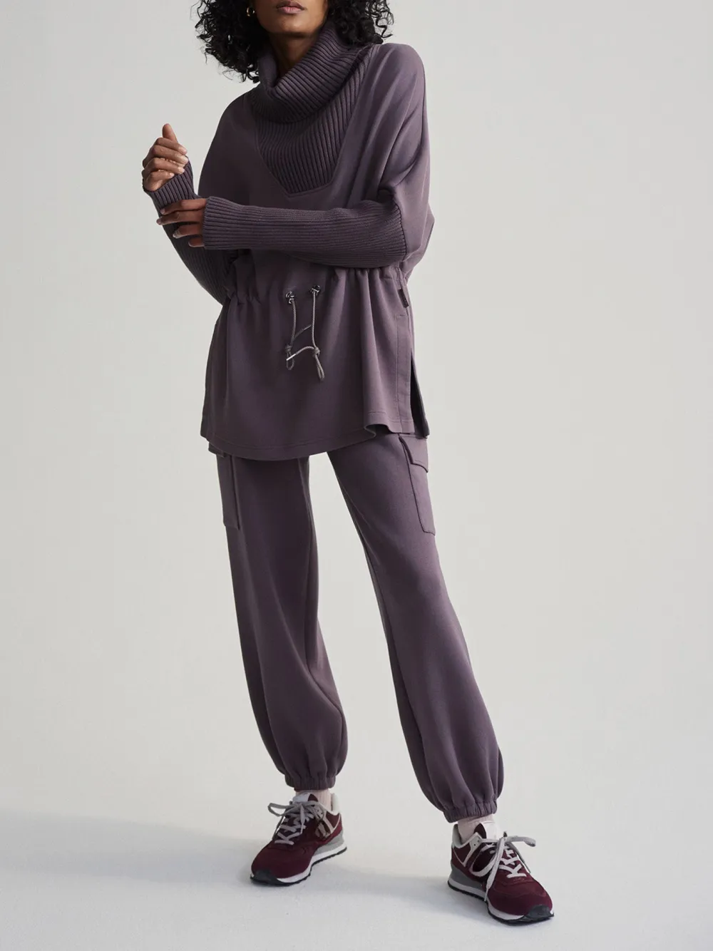 Chic Turtleneck Drawstring-Waist Sweatshirt