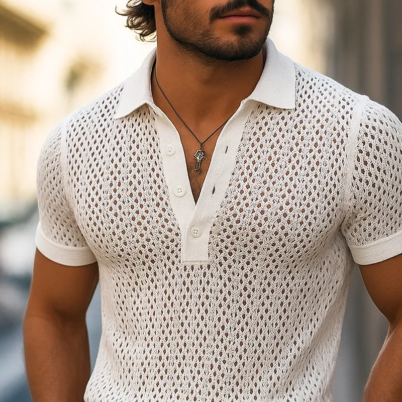 Easygoing Short Sleeve Collared Knit Shirt