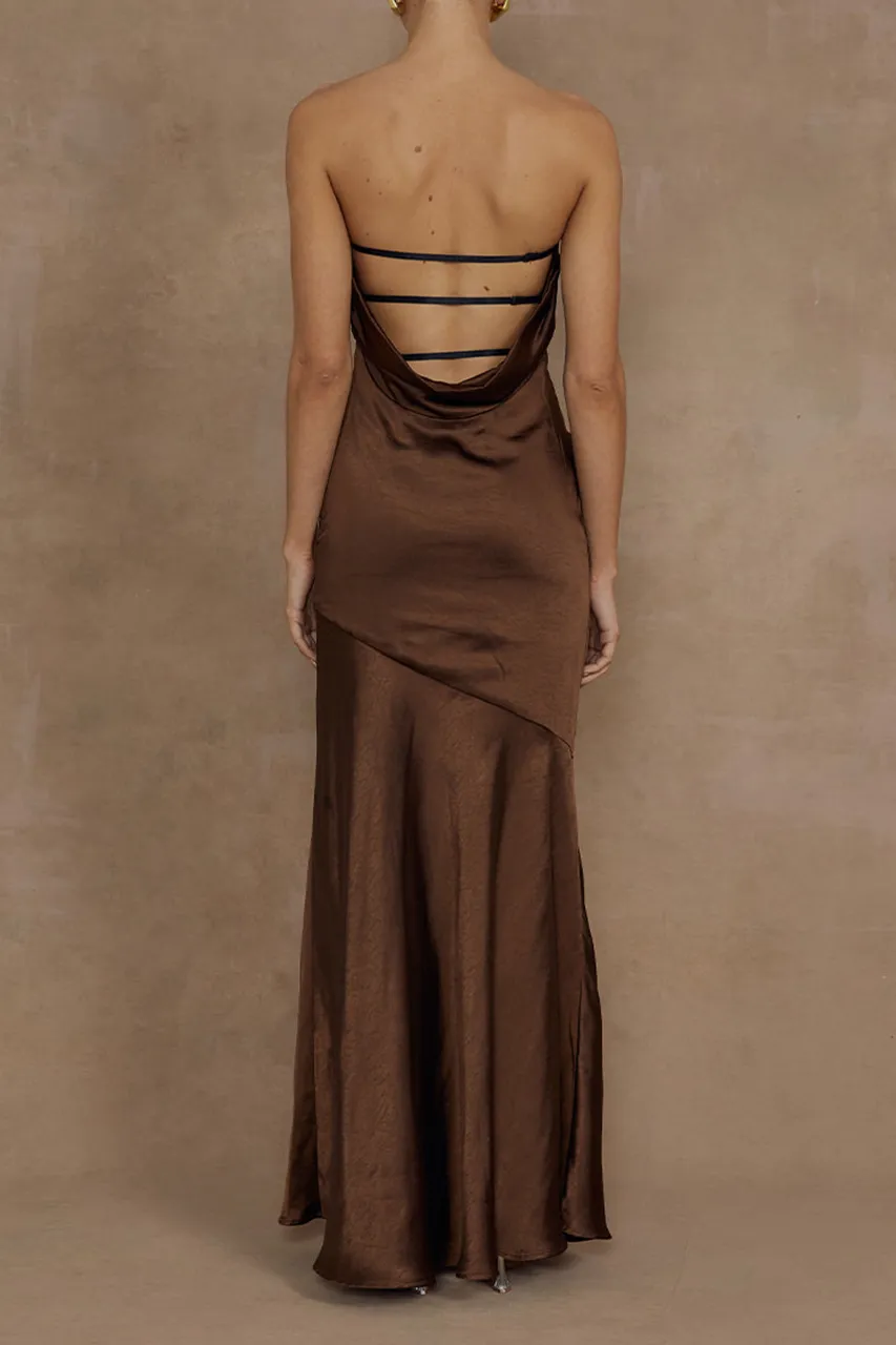 Brown Tube Top Maxi Dress