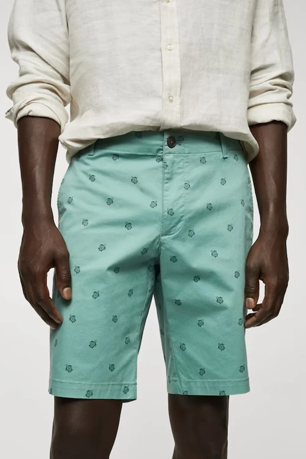 Slim-Fit Cotton Micro-Print Shorts