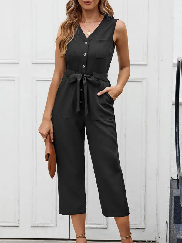 Fashion V-neck casual jumpsuit