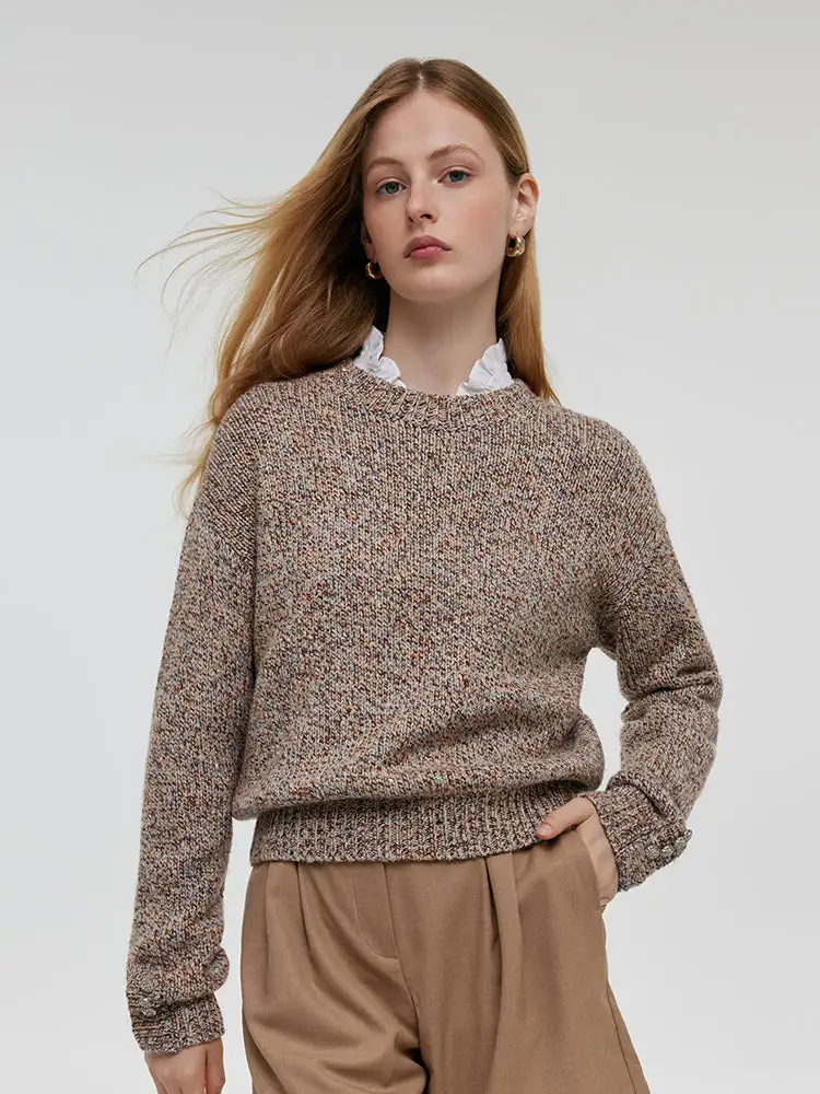 Wool Blend Round Neck Women Sweater