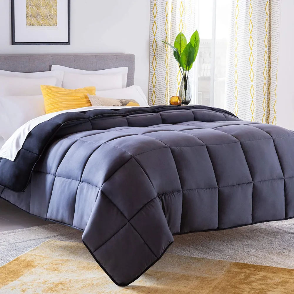 All-Season Quilted Comforter - Corner Duvet Tabs - Hypoallergenic - Plush Microfiber Fill - Machine Washable - Duvet Insert