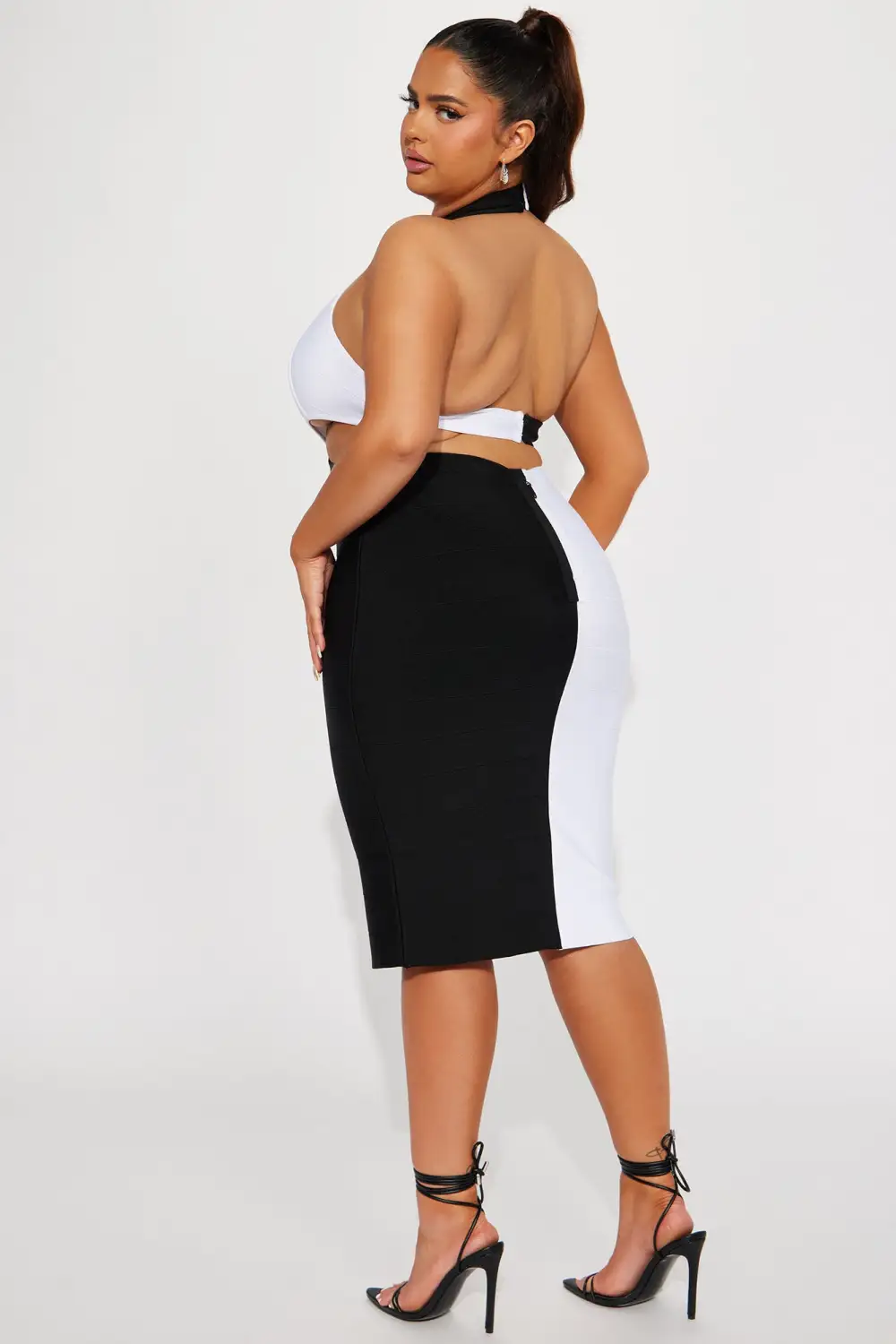 North Bandage Midi Dress - Black/White