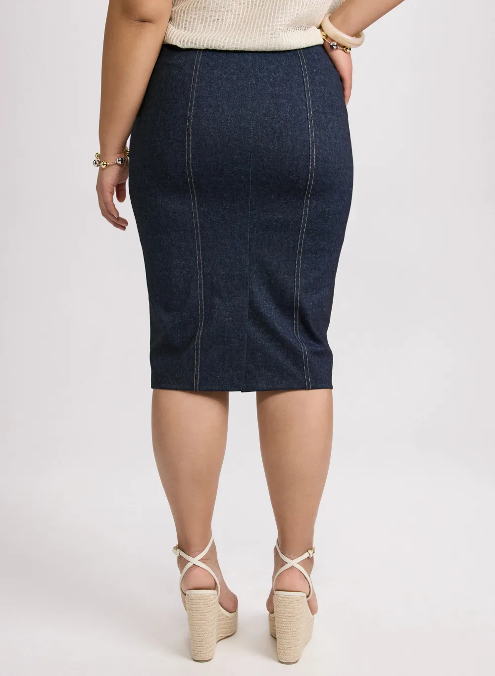 Striped Denim A-Line Skirt