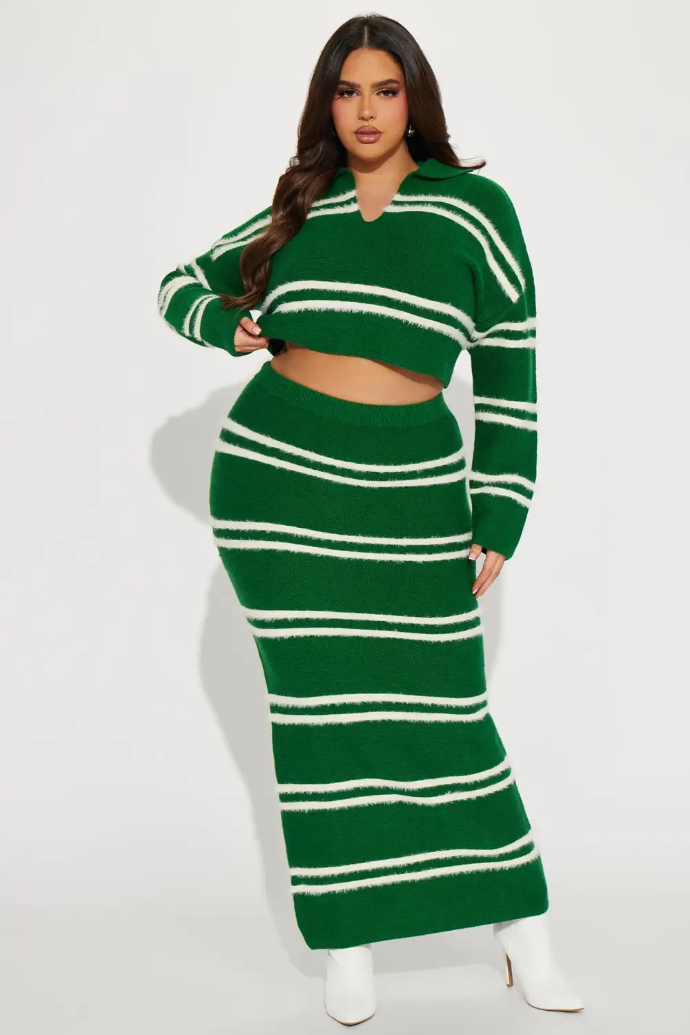 Making Plans Sweater Skirt Set - Green
