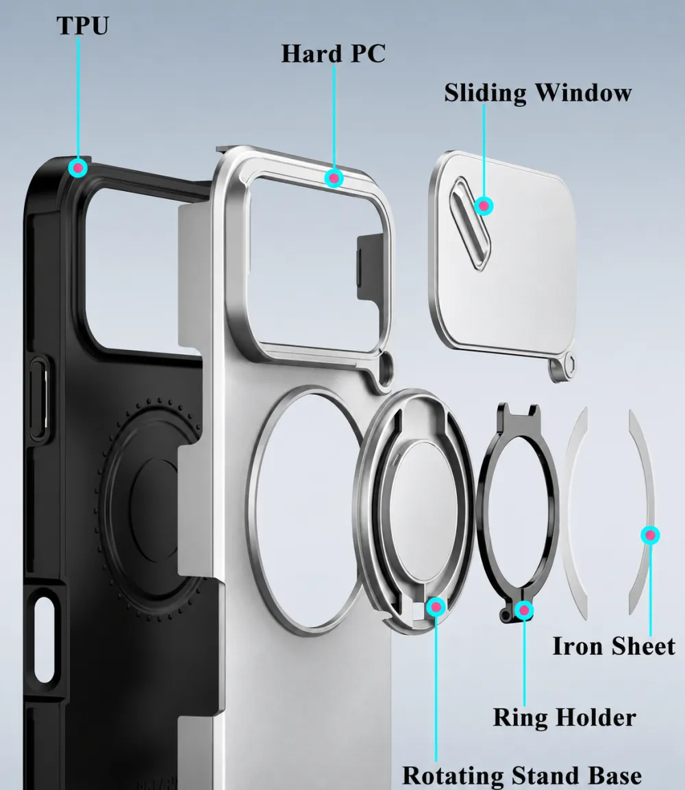 For iPhone 18 Pro Max LINK Phone Case Apple 15 Pro Sliding Window Stand Shockproof Protective Cover