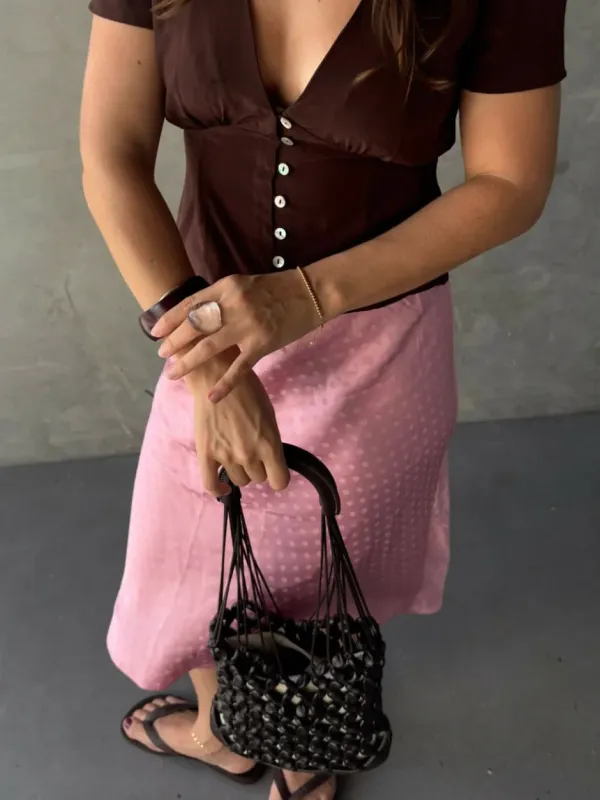 Casual Style Elasticated Waist Skirt Rosa