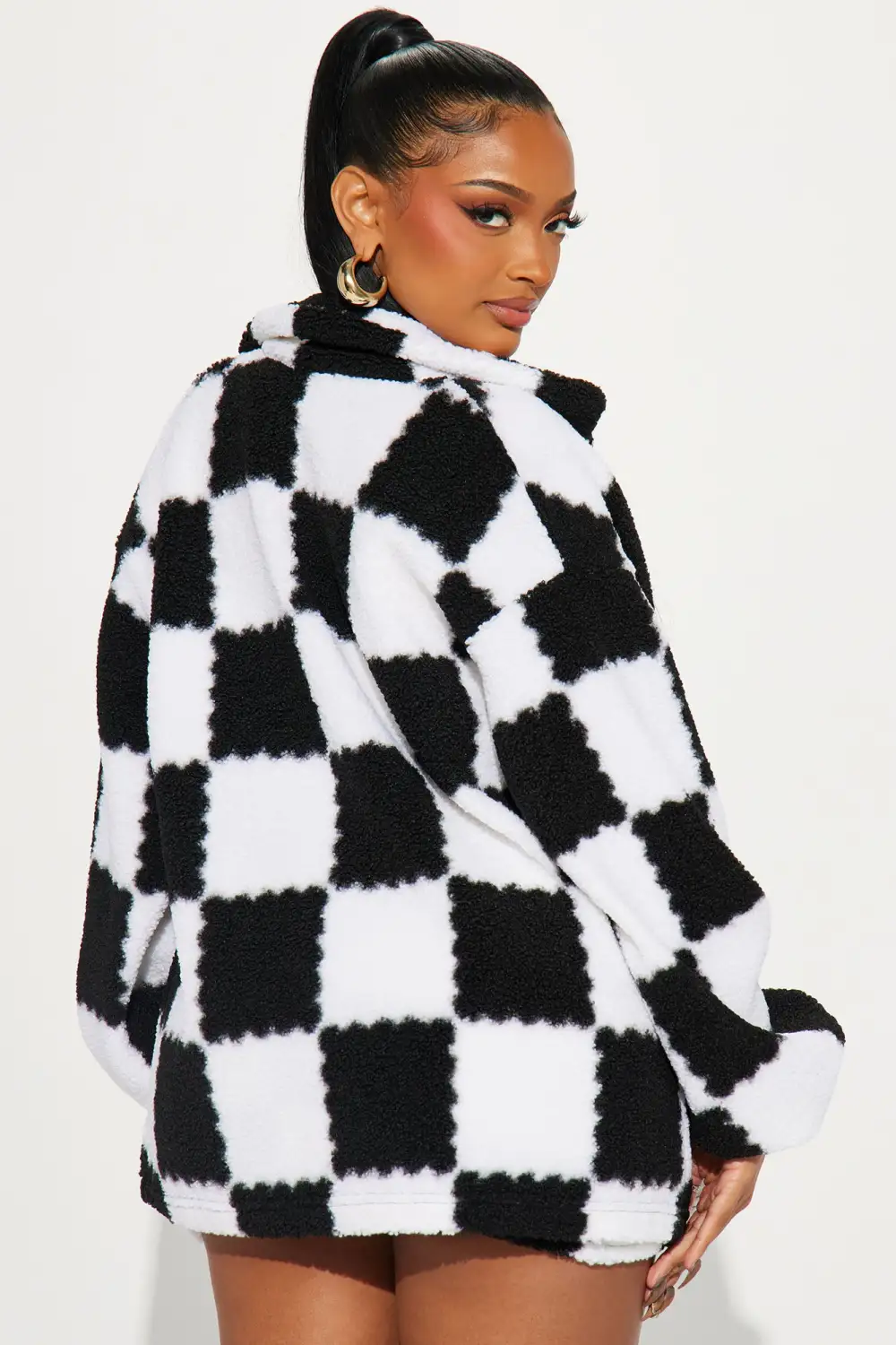 Checked Out Sherpa 3 Piece Skirt Set - Black/combo